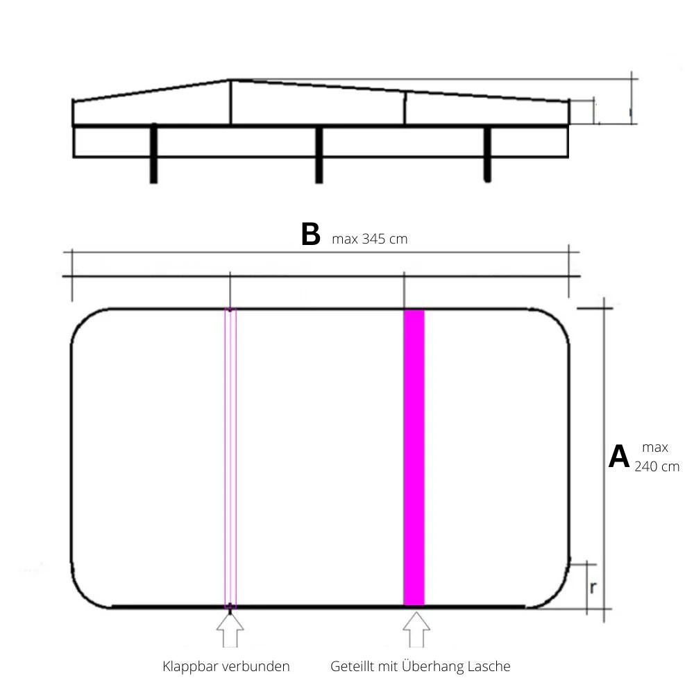 Whirlpoolöverdrag XXL för mått upp till 345 cm - 2 delar