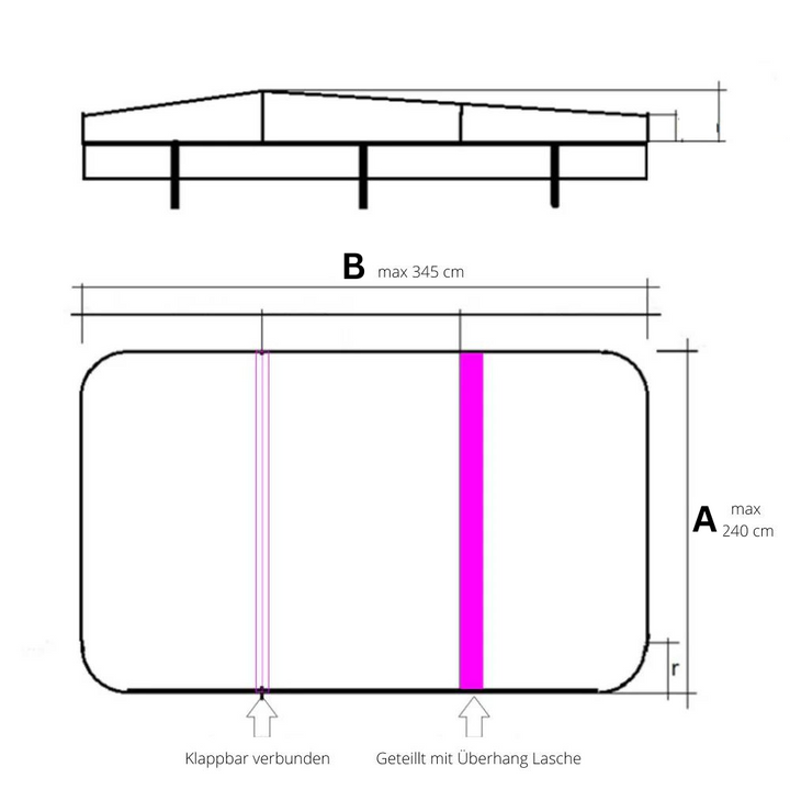 Whirlpoolöverdrag XXL för mått upp till 345 cm - 2 delar
