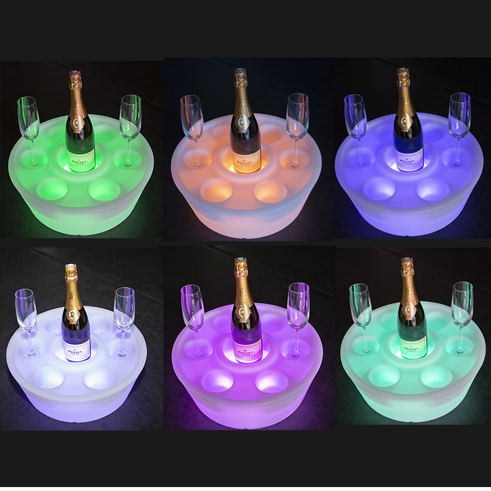 Flytande poolbar med LED-belysning