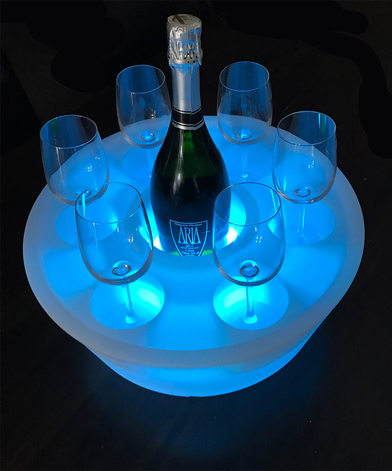 Flytande poolbar med LED-belysning