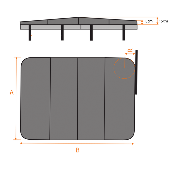 Skydd för simbassäng, måttbeställt 380 till 460 cm - 2 delar